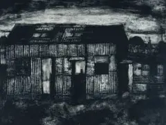 Vusi Khumalo, Untitled (Barracks), collograph on paper