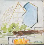 Simon Stone, Glasshouse, oil on cardboard