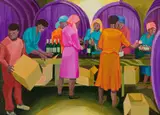 Marianne Podlashuc, Wynkeld Muratie (Wine Cellar Muratie), oil on canvas laid down on board
