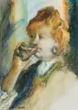 Alexander Rose-Innes, Woman Drinking from a Glass, pastel on paper