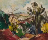 Paul du Toit, Landscape with Mountains and Bare Trees