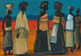Jan Dingemans, A Group of Women in Conversation, oil on board