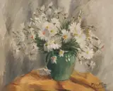 Emily Isabel Fern, Daisies in a Vase, oil on canvas