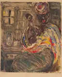 Lippy (Israel-Isaac) Lipshitz, Mother and Child, monotype on paper