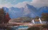 Gabriel de Jongh, Mountain Landscape with Cottage, oil on canvas
