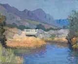 Piet van Heerden, Bridge over a River, oil on board