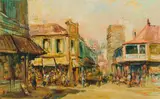 Ruth Squibb, Diagonal Street, Joburg, CNR of President Street, oil on canvas laid down on board