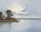 Mel Brigg, Landscape with River and Boats