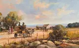 Christiaan Nice, Landscape with Donkey Cart, oil on canvas laid down on board