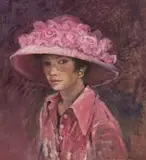Lucy Mary Wiles, Portrait of a Lady in Pink, oil on canvas laid down on board