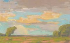 Jacobus Hendrik Pierneef, Landscape with Trees, chalk pastel on paper