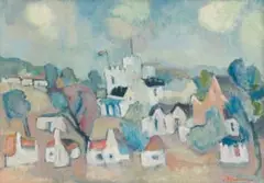 Landscape with Castle by Piet Kannemeyer, oil on board, sold Mar 2025