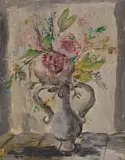 Christo Coetzee, Flowers in an Ornamental Vase, oil on canvas laid down on board