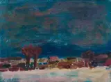 Herman Van Nazareth, Abstract Landscape with Trees, oil on board