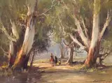 Christiaan Nice, Landscape with Figures and Trees, oil on canvas laid down on board