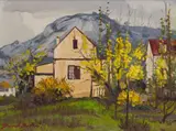 David Botha, Houses, Paarl, oil on canvas laid down on board