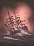 Peter Gerd Bilas, The Flying Dutchman, oil on board