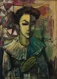 Jan Dingemans, Portrait of a Jester, mixed media on board