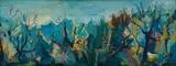 Kenneth Baker, Abstract Forest Scene, oil on board