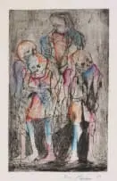 Eric Mbatha, Figures, mixed media on paper