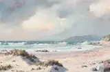 Roy Taylor, Seashore with Mountains in the Distance, oil on board