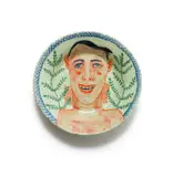 Ceramic bowl with portrait of a man by Hylton Nel, painted and glazed ceramic, sold Feb 2025