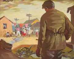 George Pemba, Clean Up, oil on canvas laid down on board