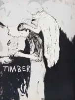 Brett Seiler, Timber, bitumen and roof paint on canvas