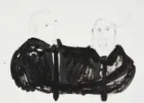 Jared Ginsburg, Touching Faces, etching ink monotype with indian ink and pencil on paper