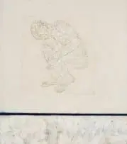 Mahi Binebine, Figure Curled into the Fetal Position, wax and pigment on wood