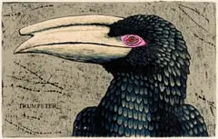 The Hornbill Series: Bucanistes (sic) Bucinator by John Moore, colour woodcut on rice paper, sold Dec 2024