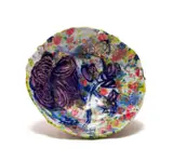 Ruan Hoffmann, Bowl with rose motif, painted and glazed ceramic with gold lustre