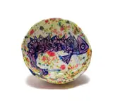 Ruan Hoffmann, Bowl with pink fish, painted and glazed ceramic with lustre decoration