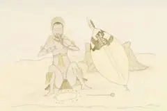 Jabulani Ntuli, Warrior Smoking Cannabis in Preparation for War, watercolour and pencil on paper