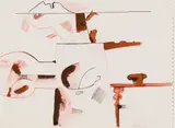 Robert Hodgins, Untitled (Still Life and Figures), ink on sketchbook page
