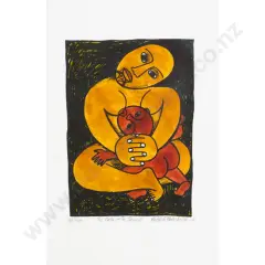 Te Koka Me Te Tau-Aiti by Robyn Kahukiwa, sold Jul 2026