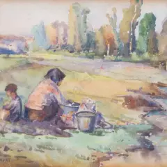 Francis Irwin Hunt, Mother & Child by the River