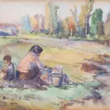 Francis Irwin Hunt, Mother & Child by the River