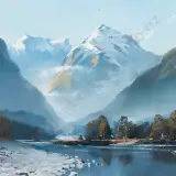 Colin C. Wynn, Rising Mist - Victoria Range from Upper Inangahua River - North Westland