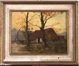 Bernard Medema, Drentsche boerderij, Bernard Medema, olieverf op paneel, Drentsche boerderij, 28x18cm