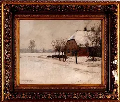 Willem Witjens, winterlandschap, Willem Witjens (1884 - 1962), olieverf op linnen, winterlandschap, 40x50cm