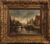 v. Beek, stadsgezicht A'dam, Beek, olieverf op paneel, stadsgezicht Amsterdam 24x30cm