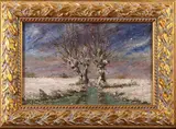 Gesig. Jaap van Kregten, winter met knotwilgen, Jaap van Kregten, olieverf op paneel, winter met knotwilgen 40x26cm