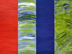 "Malerei in 4 Phasen" (Nr. 10-03) by Winfred Gaul, Acryl auf vier aneinander montierten Leinwänden, sold Nov 2015