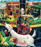 Jörg Immendorff, Café de Flore 'Gyntiana', Acryl auf Leinwand