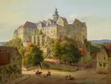 Adolf Wilhelm Walter, Der Schloßberg in Quedlinburg, Öl auf Leinwand