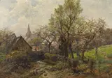 Heinrich Hartung, Große Frühlingslandschaft, Öl auf Leinwand