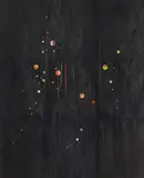 Dirk Stewen, Ohne Titel, Collage (Tusche, Konfetti, Fäden) auf aneinander montierten Fotopapieren