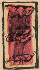 Ohne Titel by Georg Meistermann, Tusche und Gouache auf Zeitungspapier, sold Nov 2015