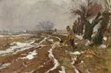 "Treibjagd bei Büderich" by Hugo Mühlig, Öl auf Karton, sold Nov 2015